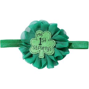 JiaDuo Baby Girls 1st St Patricks Day Headband Bow Infant Green Shamrock Clover Hair Accessories