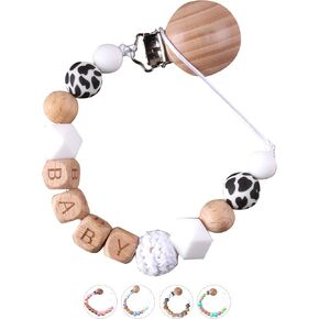 Personalized Pacifier Clips with Name Custom Silicone Beaded Chain Pacifier Holder Stroller Gifts for Baby Boys Girls