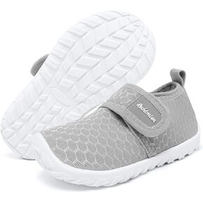 Girl Boy Baby Water Shoes Non-Slip Quick Dry Barefoot Aqua Shoes Breathable Lightweight Infant Water Shoes Grey 15-24 Months