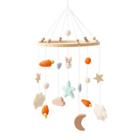 Felt Bunny Baby Crib Mobile｜Nursery Decor Ceiling Mobile for Baby Boys & Girls｜Handmade Bunny&Carrots Crib Mobile High-Quality｜FairyTale Baby Nursery Crib Accessories｜Perfect Gift for Newborns