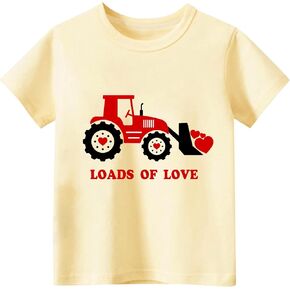 Toddler Boys Girls Valentine's Day T-Shirt Love Heart Truck Dinosaur Shirt Cotton Kids Tee Tops 2-7 Years