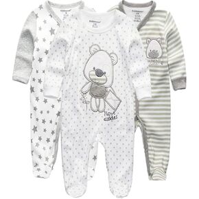 Kiddiezoom Baby and Toddler Boys'Snug Fit Footed Cotton One-Piece Romper Jumpsuit Cotton Footed Holiday Play Outfit