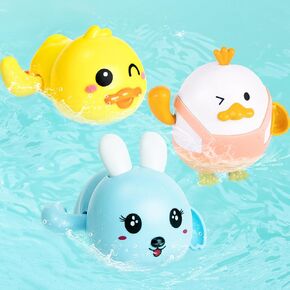 Baby Easter Basket Stuffers - Easter Gifts for Kids - Set of 3 Wind Up Bath Toys - Easter Egg Fillers - Floating Pool Toys - Bathtub Water Toys for Toddlers Newborn Infant Girls Boys 1 2 3 Year Old