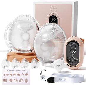 NCVI Ultra-Lightweight Wearable Breasfeeding Pump Hands-Free&Portable, Hospital-Grade Double Electric Breast Pump Come with Leak-Proof Double Fit Flange, 4 Modes 9 Levels, 19/21mm for Small Nipples