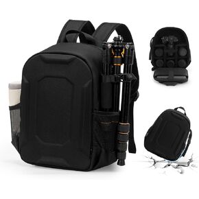 YaKuss Hardshell Camera Backpack, Shockproof Camera Bag With 14" Laptop Compartment Tripod Strap, Camera Case for Photography,Compatible with Canon Nikon Sony SLR DSLR Mirrorless Camera, Medium, Black