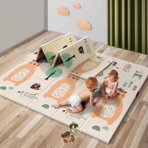 Uanlauo Baby Play Mat ، 71 "× 79" حصيرة كبيرة للأطفال للأرضية ، وقاتيل اللعب القابلة للطي للأطفال والأطفال الصغار ، وسجادة اللعب الرغوة المقاومة للماء ، حصيرة لعب الأطفال مع حقيبة سفر ، وقت ووقت بطني ، الاستخدام الداخلي والخارجي (الدب) in Kuwait