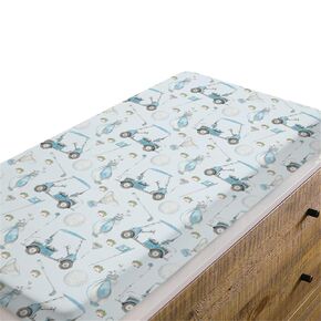 Baby Boy Girl Changing Pad Covers Golf Gear Sport, Watercolor Blue Ball Glove Car Stick Safe Snug Fitted Diaper Table Sheet, Soft Breathable Stretchy Change Mat Fit 32 34 x 16