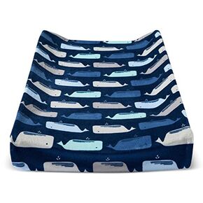 Plush Changing Pad Cover By the Sea Navy Blue Whale