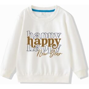 Toddler Happy New Year Sweatshirt Baby Boy Girl New Year's Day Long Sleeve Pullover Tops