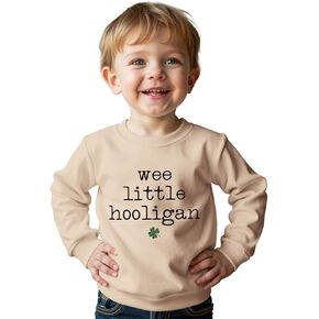 Toddler Baby Boy St Patrick's Day Sweatshirt Shamrock Shirt Funny Clover Letter Print Tops Funny Irish Outfit Clothes