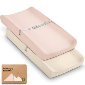 2-Pack Baby Changing Pad Covers for Girl, Boy, Neutral - Soft Viscose Derived from Bamboo Changing Table Pad Cover Sheets, Baby Nursery Diaper Changing Pad Cover, Contour Changing Pad Liner (Meadow)