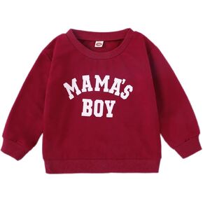 Toddler Baby Boy Clothes MAMAS BOY Letter Print Long Sleeve Sweatshirt Pullover Top for Boys