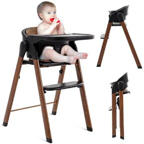 Convertible High Chairs for Babies & Toddlers. 5-in-1 Adjustable High Chair with Removable Tray, Easy to Clean, Portable. 6 Months up to 240 Lb.Black