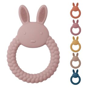 Easter Baby Teething Toys Bunny Baby Teether Toys 0-6 Months Baby Easter Basket Stuffers Easter Gift Easy to Clean Teething Ring (Navy)