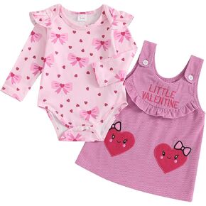 My First Valentine's Day Baby Girl Outfit Newborn Onesie Romper Corduroy Skirt Lover Babe Dress Outfits Cloth