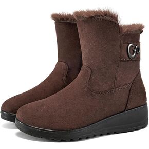 Ablanczoom Winter Boots for Women Snow: Comfortable Zipper Suede Warm Fur Lined Ankle Booties Non Slip Outdoor Womens Boot