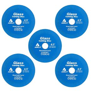 Glass Cutting Disc 4-1/2 Inch for Angle Grinder 7/8" (Model 115/125), 5 Pack Glass Diamond Cutting Blade Disc, Ultra-Thin Sanding Blade Grinding for Tile, Glass, Jade, Crystal, Wine Bottles