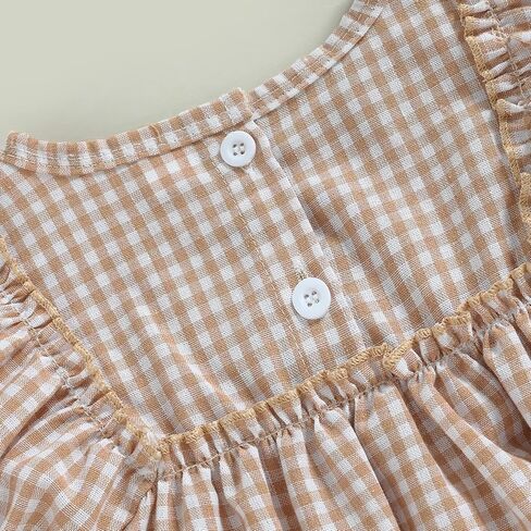 Infant Baby Girl Summer Outfit Plaid Romper Boho Short Sleeve Ruffle Bodysuit with Headband Clothes in Kuwait