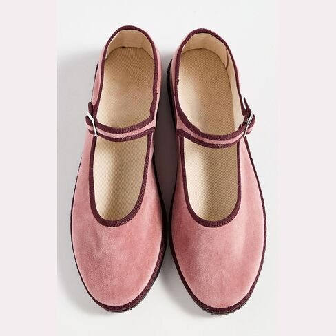 Velvet Ballet Flats for Women Cute Suede Round Toe Slip On Mary Jane Flats Casual Comfortable Ballerina Shoes in Saudi Arabia