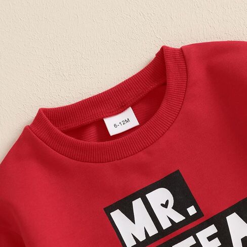 Toddler Baby Boy Valentines Day Outfits Letter Print Sweatshirt + Pants Valentine's Day Spring Fall Winter Clothes in Kuwait