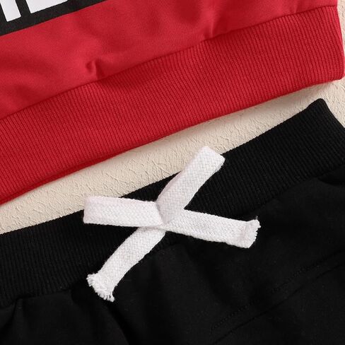Toddler Baby Boy Valentines Day Outfits Letter Print Sweatshirt + Pants Valentine's Day Spring Fall Winter Clothes in Kuwait