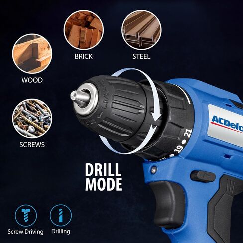 ACDelco ARI20132-K1 20V Cordless Drill, Impact Driver,Impact drill, 2 Tool Power Tool Combo Kit, Brushless Power Tool Set with 2 Batteries and Charger Included in Saudi Arabia