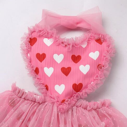 IMEKIS Newborn Baby Girl 1st Birthday Outfit Strawberry Pink Heart Valentines Day Dress Romper Headband Photo Shoot in Kuwait