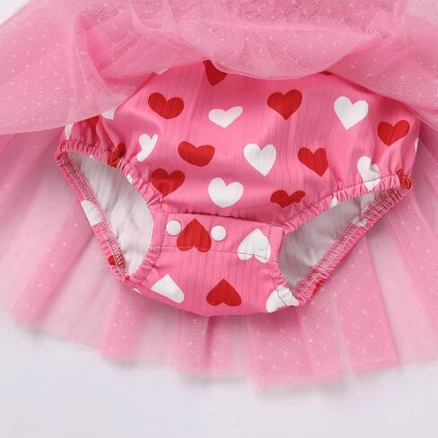 IMEKIS Newborn Baby Girl 1st Birthday Outfit Strawberry Pink Heart Valentines Day Dress Romper Headband Photo Shoot in Kuwait