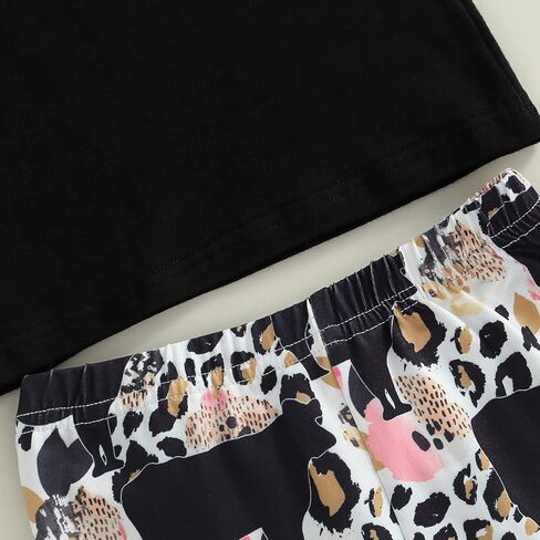 2Pcs Toddler Baby Girl Clothes Letter Print Short Sleeve T-Shirt Top Bell-Bottom Pants Western Cowgirl Outfit Set in Kuwait