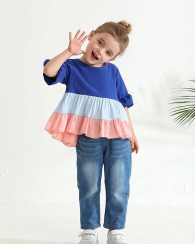 Mioglrie Toddler Girl Clothes Denims Outfits Ruffle Shirt Jeans Pants Set Toddler Baby Clothes for Girl in Saudi Arabia