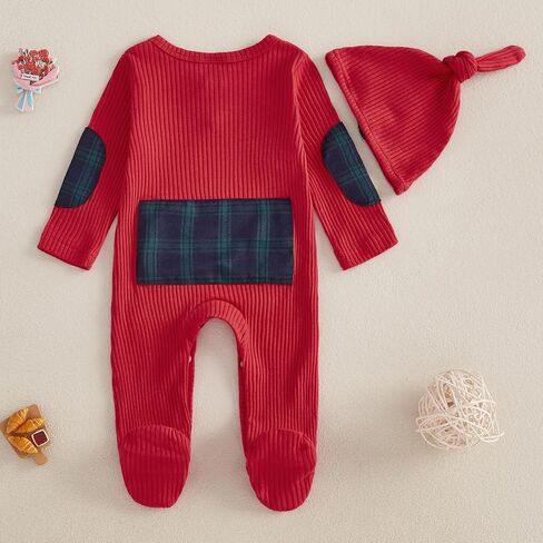 Baby Boys Girls Footies Oneisex Justborn Newborn Rebbed Romper Button Button Hat 2pcs مجموعة ملابس الأطفال in Kuwait