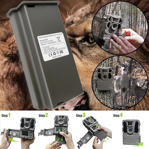 2 حزمة EM6 6000MAH LIPO LITHIUM LITHIUM TRAIL و GAME CAMERA CAMERA PACK متوافقة مع توسكام تكشف الكاميرا الصيد X Gen 3.0 ، PRO 3.0 ، X Pro ، X Gen 2.0 ، XB ، SK (تضمين كابل Type-C) in Kuwait