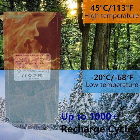 2 حزمة EM6 6000MAH LIPO LITHIUM LITHIUM TRAIL و GAME CAMERA CAMERA PACK متوافقة مع توسكام تكشف الكاميرا الصيد X Gen 3.0 ، PRO 3.0 ، X Pro ، X Gen 2.0 ، XB ، SK (تضمين كابل Type-C) in Kuwait