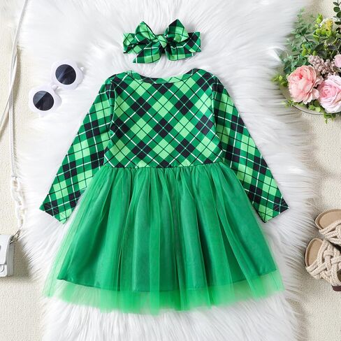 Fairy Baby Infant Toddler Girls St. Patrick's Day Outfit Green Shamrock Mesh Dress Lucky Clover Top Tutu Skirt Set 12M-5T in Saudi Arabia