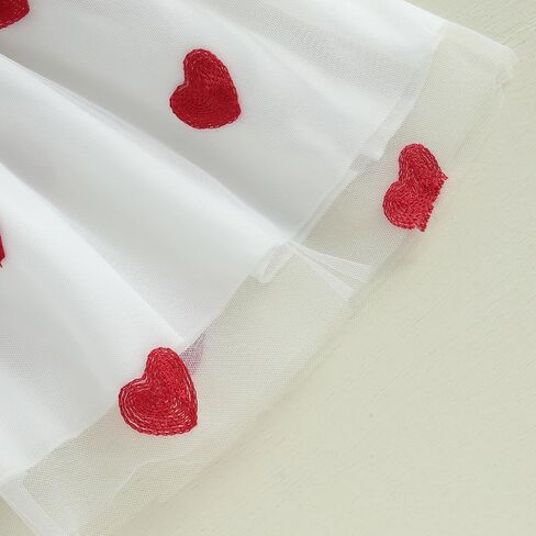 Emmababy Toddler Girl Valentines Skirt Skirt مجموعة لؤلؤة كشكش قميص قميص طويل الأكمام تنورة طباعة الأطفال in Kuwait