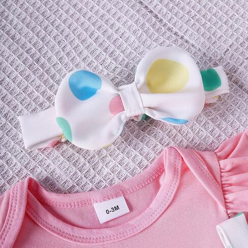 Newborn Baby Girl Valentines Outfit Long Sleeve Romper Easter Bodysuit Suspender Skirt Cute St Patricks Day Outfit in Kuwait