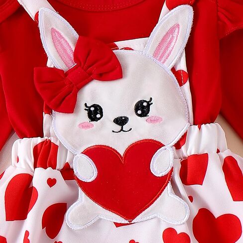 Newborn Baby Girl Valentines Outfit Long Sleeve Romper Easter Bodysuit Suspender Skirt Cute St Patricks Day Outfit in Kuwait