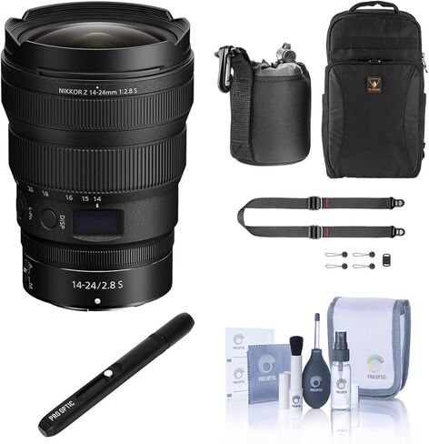 Nikon Nikkor Z 14-24mm f/2.8 s ، حزمة مع حزام Slidelite تصميم الذروة ، حقيبة الظهر ، منظف العدسة ، علبة العدسة ، مجموعة التنظيف in Saudi Arabia