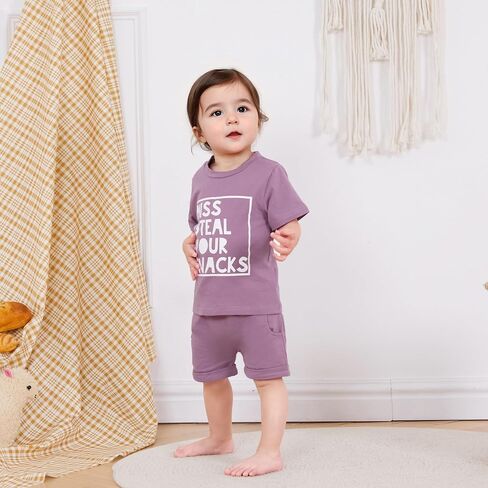 Toddler Baby Girl Summer Clothes Outfit Funny Letter T Shirt Top Short Set | Infant Baby Girl Summer Outfit Short Sleeve Funny Letter Print T Shirt Short Set Toddler Girl Clothes 6 12 18 months 2T 3T in Saudi Arabia