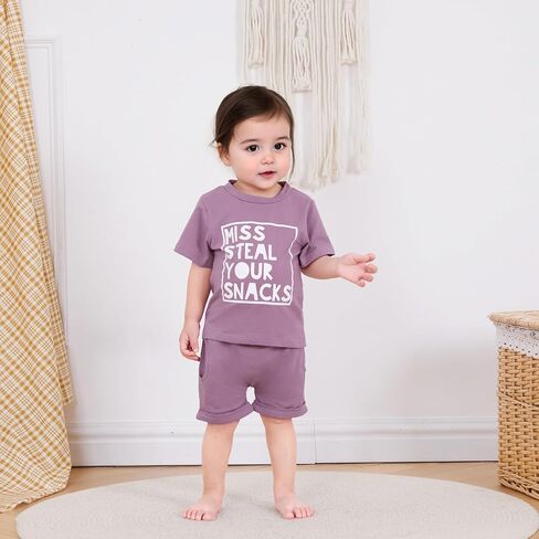 Toddler Baby Girl Summer Clothes Outfit Funny Letter T Shirt Top Short Set | Infant Baby Girl Summer Outfit Short Sleeve Funny Letter Print T Shirt Short Set Toddler Girl Clothes 6 12 18 months 2T 3T in Saudi Arabia