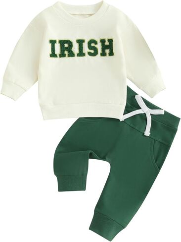 Toddler Baby Boy Girl St. Patricks Day Outfit Embroider Print Shirt Sweatshirt Pants Set St. Patricks Irish Clothes in Kuwait
