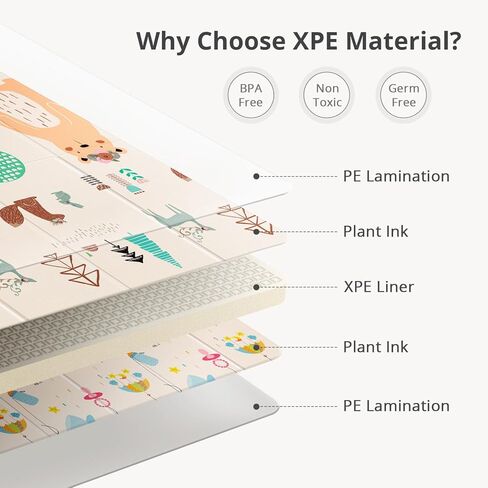 Uanlauo Baby Play Mat ، 71 "× 79" حصيرة كبيرة للأطفال للأرضية ، وقاتيل اللعب القابلة للطي للأطفال والأطفال الصغار ، وسجادة اللعب الرغوة المقاومة للماء ، حصيرة لعب الأطفال مع حقيبة سفر ، وقت ووقت بطني ، الاستخدام الداخلي والخارجي (الدب) in Kuwait