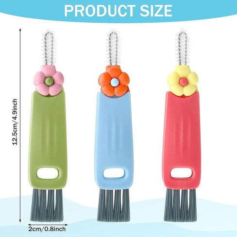 Molain 3 in 1 Cup Lid Cleaning Brush, 3 Pack Crevice Cleaning Brush for Bottle Gap Tight Spaces Cup, Multifunctional Bottle Cleaning Tools Portable Cup Lid Cleaner Kitchen Cleaning Tools with Brush in Saudi Arabia