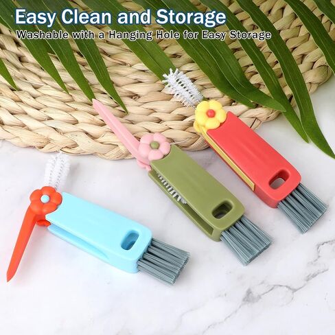 Molain 3 in 1 Cup Lid Cleaning Brush, 3 Pack Crevice Cleaning Brush for Bottle Gap Tight Spaces Cup, Multifunctional Bottle Cleaning Tools Portable Cup Lid Cleaner Kitchen Cleaning Tools with Brush in Saudi Arabia