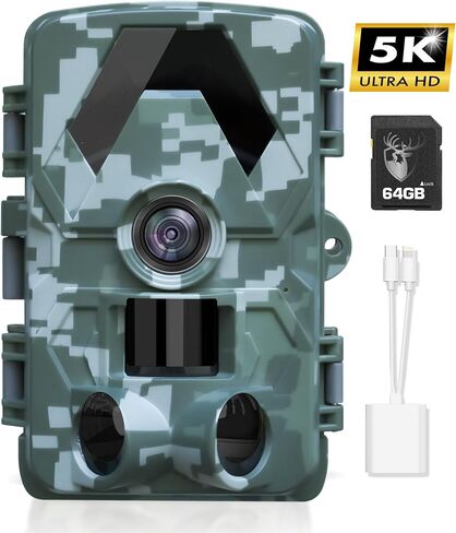 Trail Camera 5K 60MP Game Camera with 130°Wide Angle, 0.05s Motion Activated, IP66 Waterproof Night Vision with No Glow Infrared for Wildlife Camera in Saudi Arabia