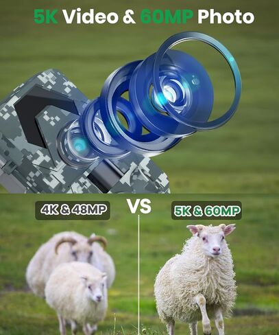 Trail Camera 5K 60MP Game Camera with 130°Wide Angle, 0.05s Motion Activated, IP66 Waterproof Night Vision with No Glow Infrared for Wildlife Camera in Saudi Arabia