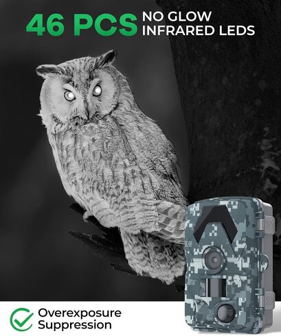Trail Camera 5K 60MP Game Camera with 130°Wide Angle, 0.05s Motion Activated, IP66 Waterproof Night Vision with No Glow Infrared for Wildlife Camera in Saudi Arabia