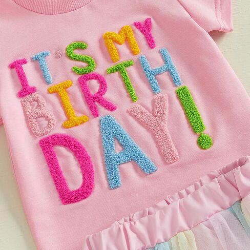 Baby Girl Birthday Outfit Embroidery Birthday Girl Shorts Sleeve Shirts and Tutu Skirts Set Baby Girl Birthday Outfit in Saudi Arabia