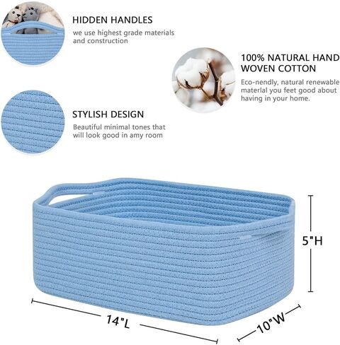 CubesLand Cute and Durable Small Cotton Rope Basket for Organizing, Woven Closet Storage Bin,Shelves Closet Storage Basket, Bathroom Storage Organizer Bin, Nursery Toy Basket Bin, White Basket in Saudi Arabia