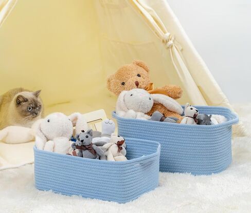 CubesLand Cute and Durable Small Cotton Rope Basket for Organizing, Woven Closet Storage Bin,Shelves Closet Storage Basket, Bathroom Storage Organizer Bin, Nursery Toy Basket Bin, White Basket in Saudi Arabia